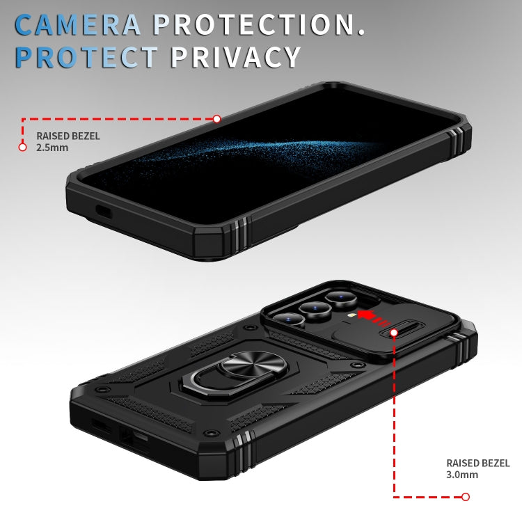 For Samsung Galaxy S24 5G Sliding Camshield TPU + PC Phone Case with Holder(Black) - Galaxy S24 5G Cases by PMC TechLife | Online Shopping South Africa | PMC TechLife