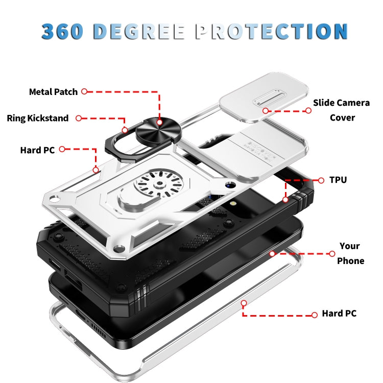 For Samsung Galaxy S24+ 5G Sliding Camshield TPU + PC Phone Case with Holder(White+Black) - Galaxy S24+ 5G Cases by PMC TechLife | Online Shopping South Africa | PMC TechLife