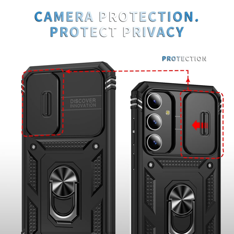 For Samsung Galaxy S24+ 5G Sliding Camshield TPU + PC Phone Case with Holder(Black) - Galaxy S24+ 5G Cases by PMC TechLife | Online Shopping South Africa | PMC TechLife