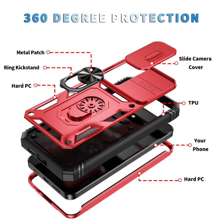 For Samsung Galaxy S24+ 5G Sliding Camshield TPU + PC Phone Case with Holder(Red+Black) - Galaxy S24+ 5G Cases by PMC TechLife | Online Shopping South Africa | PMC TechLife