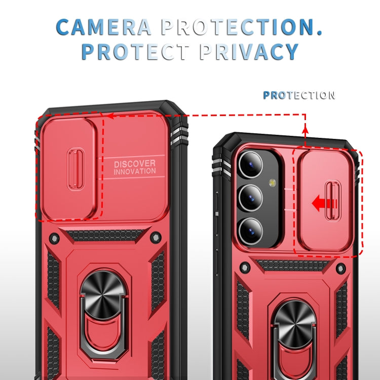For Samsung Galaxy S24+ 5G Sliding Camshield TPU + PC Phone Case with Holder(Red+Black) - Galaxy S24+ 5G Cases by PMC TechLife | Online Shopping South Africa | PMC TechLife