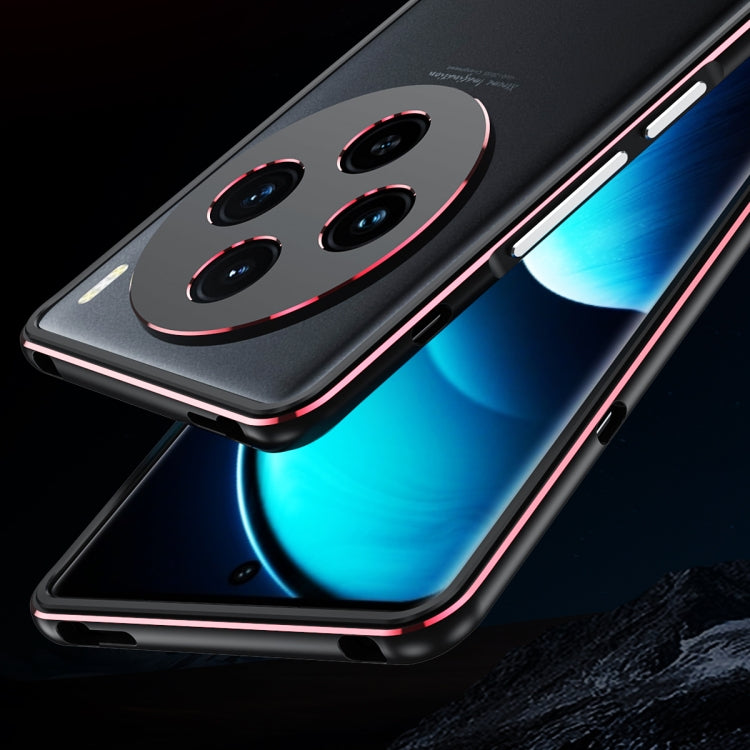 For vivo X100 Aurora Series Metal Frame Phone Case(Blue+Silver) - free shipping - PMC Jewellery - Order now!