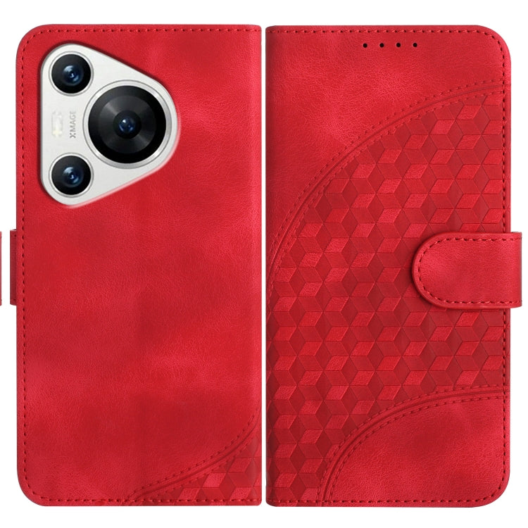 For Huawei Pura 70 YX0060 Elephant Head Embossed Phone Leather Case with Lanyard(Red) - Huawei Cases by PMC Jewellery | Online Shopping South Africa | PMC Jewellery | Buy Now Pay Later Mobicred