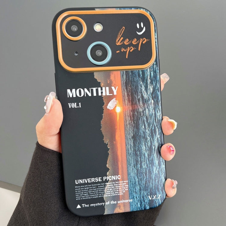 For iPhone 15 Scenery Pattern Large Window TPU Phone Case(Black Sea Sunrise) - iPhone 15 Cases by PMC TechLife | Online Shopping South Africa | PMC TechLife