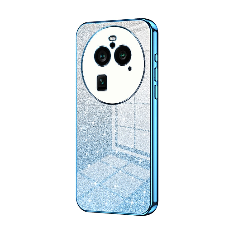 For OPPO Find X6 Pro Gradient Glitter Powder Electroplated Phone Case(Blue) - OPPO Cases by PMC TechLife | Online Shopping South Africa | PMC TechLife | Buy Now Pay Later Mobicred