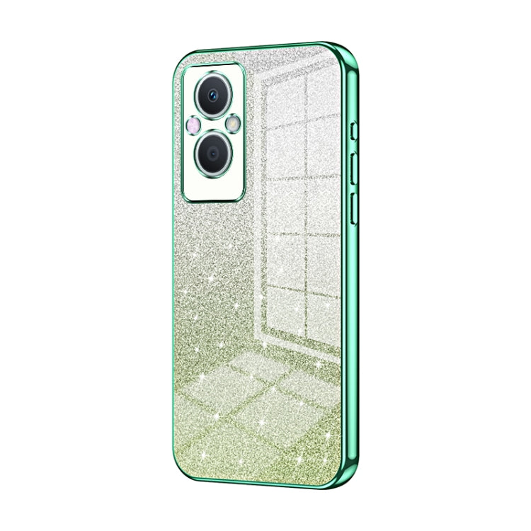For OPPO Reno7 Z 5G / F21 Pro 5G Gradient Glitter Powder Electroplated Phone Case(Green) - OPPO Cases by PMC TechLife | Online Shopping South Africa | PMC TechLife | Buy Now Pay Later Mobicred