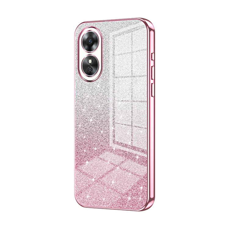 For OPPO A17 / A17K Gradient Glitter Powder Electroplated Phone Case(Pink) - OPPO Cases by PMC Jewellery | Online Shopping South Africa | PMC Jewellery | Buy Now Pay Later Mobicred