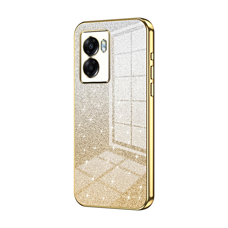 For OPPO A57 5G Gradient Glitter Powder Electroplated Phone Case(Gold) - OPPO Cases by PMC Jewellery | Online Shopping South Africa | PMC Jewellery | Buy Now Pay Later Mobicred