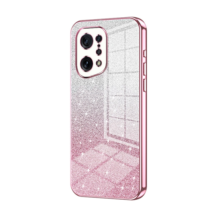 For OPPO Find X5 Gradient Glitter Powder Electroplated Phone Case(Pink) - OPPO Cases by PMC TechLife | Online Shopping South Africa | PMC TechLife | Buy Now Pay Later Mobicred