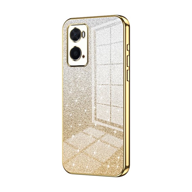 For OPPO A36 / A76 / A96 4G Global Gradient Glitter Powder Electroplated Phone Case(Gold) - OPPO Cases by PMC TechLife | Online Shopping South Africa | PMC TechLife | Buy Now Pay Later Mobicred