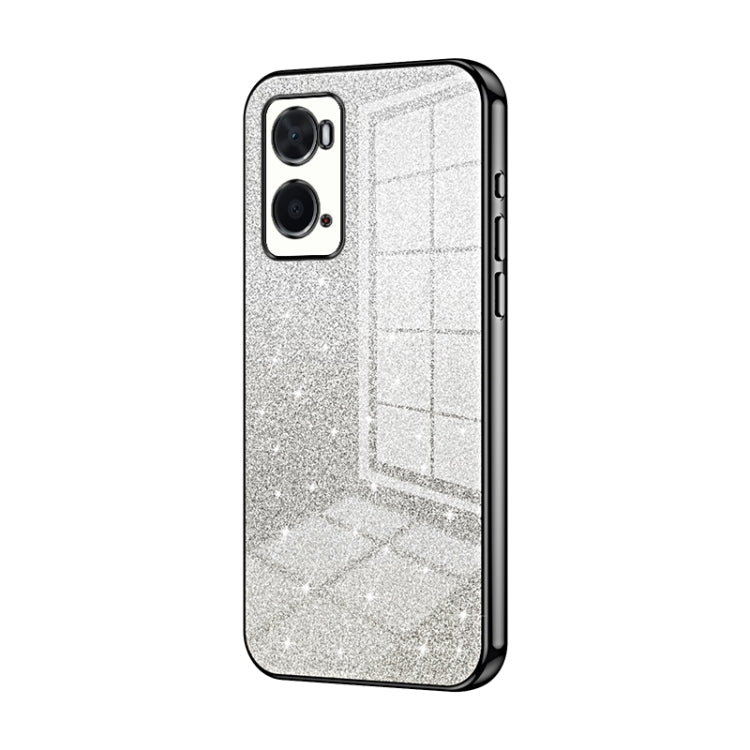 For OPPO A36 / A76 / A96 4G Global Gradient Glitter Powder Electroplated Phone Case(Black) - OPPO Cases by PMC Jewellery | Online Shopping South Africa | PMC Jewellery | Buy Now Pay Later Mobicred