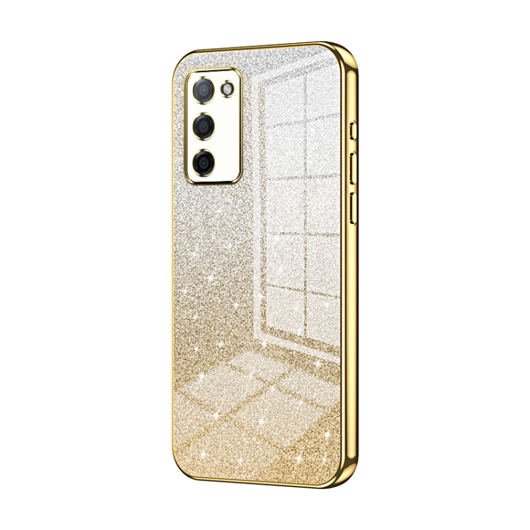 For OPPO A55 5G / A56 / A53s 5G Gradient Glitter Powder Electroplated Phone Case(Gold) - OPPO Cases by PMC Jewellery | Online Shopping South Africa | PMC Jewellery | Buy Now Pay Later Mobicred