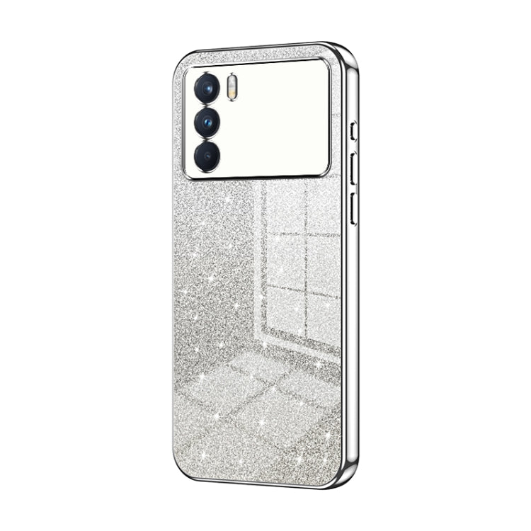 For OPPO K9 Pro Gradient Glitter Powder Electroplated Phone Case(Silver) - OPPO Cases by PMC Jewellery | Online Shopping South Africa | PMC Jewellery | Buy Now Pay Later Mobicred