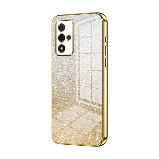 For OPPO A93s 5G Gradient Glitter Powder Electroplated Phone Case(Gold) - OPPO Cases by PMC Jewellery | Online Shopping South Africa | PMC Jewellery | Buy Now Pay Later Mobicred