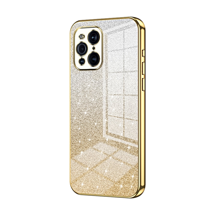 For OPPO Find X3 / Find X3 Pro Gradient Glitter Powder Electroplated Phone Case(Gold) - OPPO Cases by PMC Jewellery | Online Shopping South Africa | PMC Jewellery | Buy Now Pay Later Mobicred
