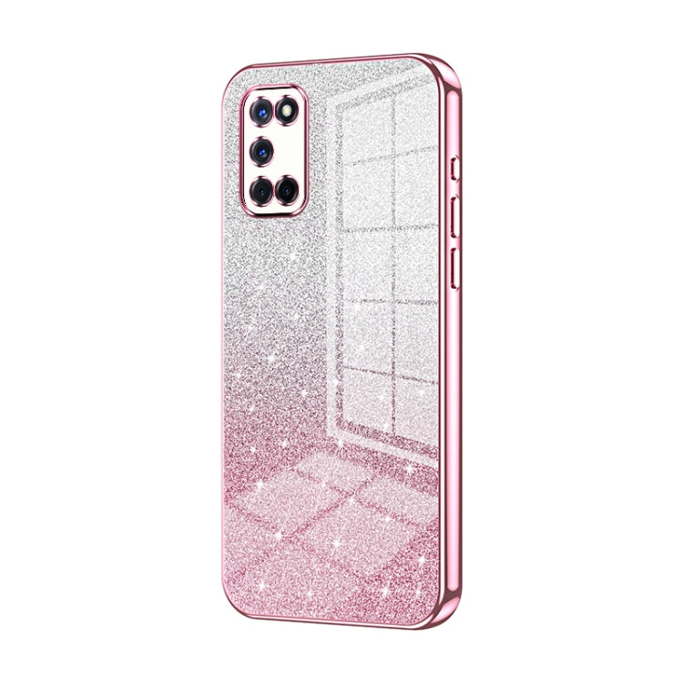 For OPPO A52 / A72 / A92 Gradient Glitter Powder Electroplated Phone Case(Pink) - OPPO Cases by PMC TechLife | Online Shopping South Africa | PMC TechLife | Buy Now Pay Later Mobicred