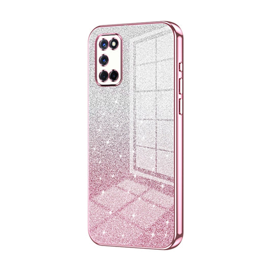 For OPPO A52 / A72 / A92 Gradient Glitter Powder Electroplated Phone Case(Pink) - OPPO Cases by PMC Jewellery | Online Shopping South Africa | PMC Jewellery | Buy Now Pay Later Mobicred