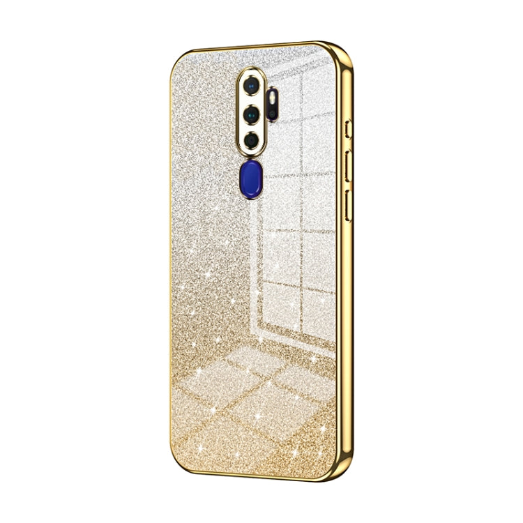 For OPPO A11x / A9 2020 Gradient Glitter Powder Electroplated Phone Case(Gold) - OPPO Cases by PMC TechLife | Online Shopping South Africa | PMC TechLife | Buy Now Pay Later Mobicred