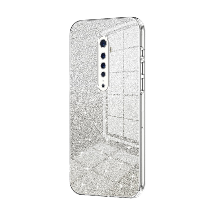 For OPPO Reno2 Gradient Glitter Powder Electroplated Phone Case(Transparent) - OPPO Cases by PMC Jewellery | Online Shopping South Africa | PMC Jewellery | Buy Now Pay Later Mobicred