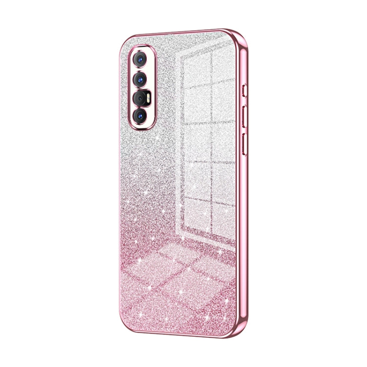 For OPPO Reno3 Pro Gradient Glitter Powder Electroplated Phone Case(Pink) - OPPO Cases by PMC Jewellery | Online Shopping South Africa | PMC Jewellery | Buy Now Pay Later Mobicred