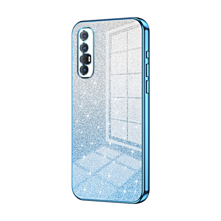For OPPO Reno3 Pro Gradient Glitter Powder Electroplated Phone Case(Blue) - OPPO Cases by PMC TechLife | Online Shopping South Africa | PMC TechLife | Buy Now Pay Later Mobicred