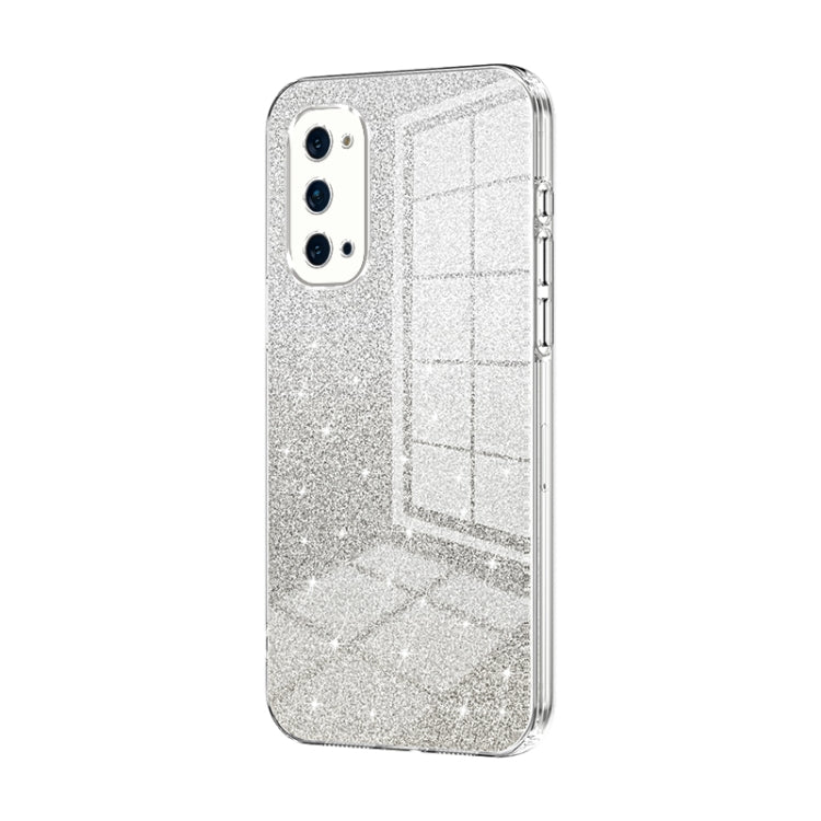 For OPPO Reno4 Pro Gradient Glitter Powder Electroplated Phone Case(Transparent) - OPPO Cases by PMC TechLife | Online Shopping South Africa | PMC TechLife | Buy Now Pay Later Mobicred