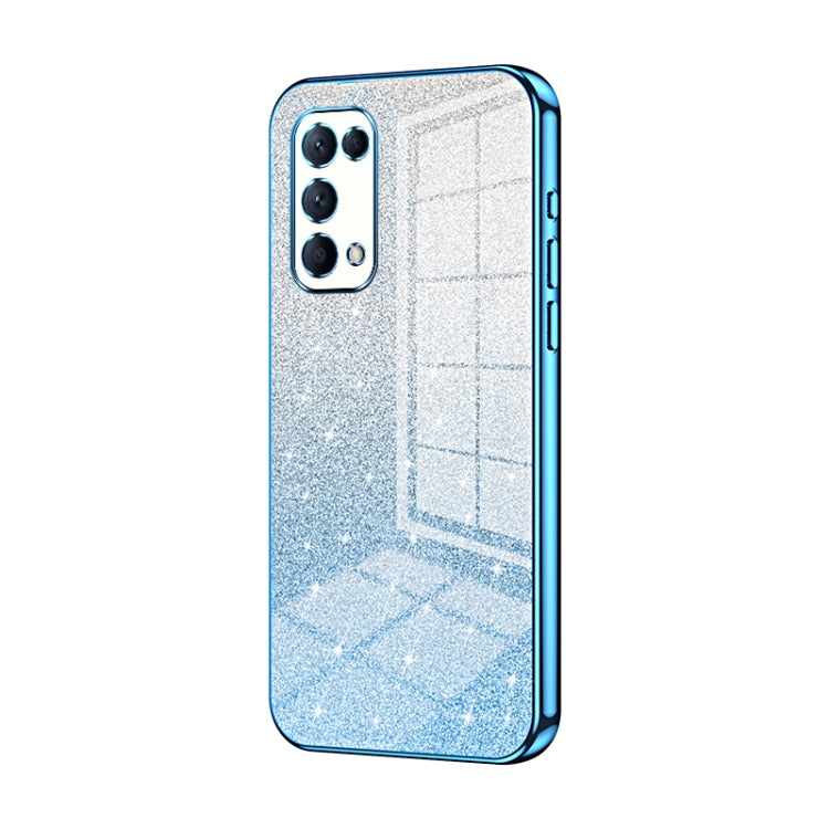 For OPPO Reno5 4G/5G / Reno5 K Gradient Glitter Powder Electroplated Phone Case(Blue) - OPPO Cases by PMC TechLife | Online Shopping South Africa | PMC TechLife | Buy Now Pay Later Mobicred