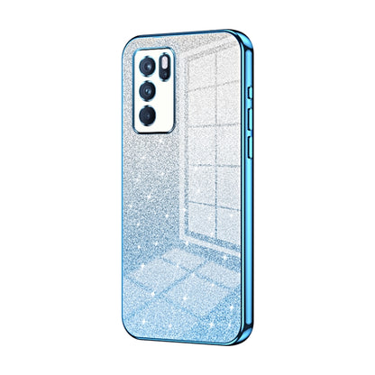 For OPPO Reno6 Pro Indian  Gradient Glitter Powder Electroplated Phone Case(Blue) - OPPO Cases by PMC Jewellery | Online Shopping South Africa | PMC Jewellery | Buy Now Pay Later Mobicred