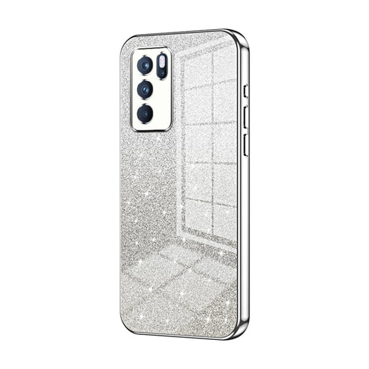 For OPPO Reno6 Pro Indian  Gradient Glitter Powder Electroplated Phone Case(Silver) - OPPO Cases by PMC Jewellery | Online Shopping South Africa | PMC Jewellery