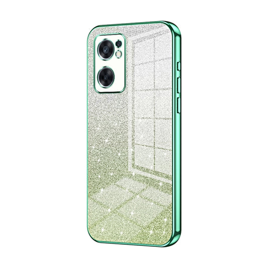 For OPPO Reno7 SE Gradient Glitter Powder Electroplated Phone Case(Green) - OPPO Cases by PMC Jewellery | Online Shopping South Africa | PMC Jewellery | Buy Now Pay Later Mobicred