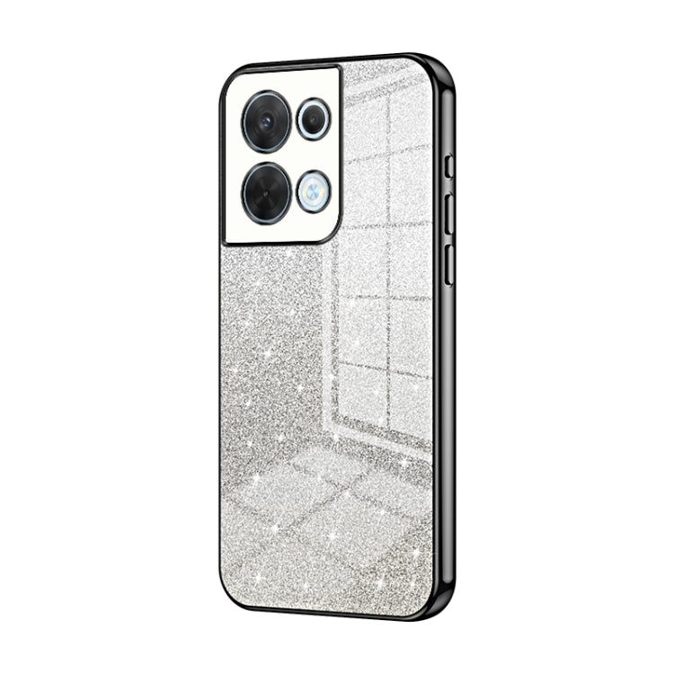For OPPO Reno8 Gradient Glitter Powder Electroplated Phone Case(Black) - OPPO Cases by PMC TechLife | Online Shopping South Africa | PMC TechLife | Buy Now Pay Later Mobicred