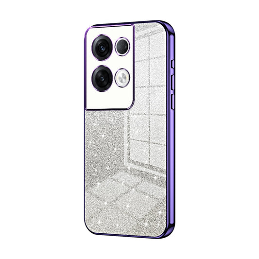 For OPPO Reno8 Pro+ Gradient Glitter Powder Electroplated Phone Case(Purple) - OPPO Cases by PMC Jewellery | Online Shopping South Africa | PMC Jewellery | Buy Now Pay Later Mobicred