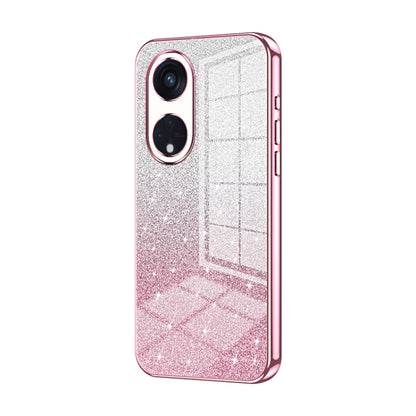 For OPPO Reno8 T 5G Gradient Glitter Powder Electroplated Phone Case(Pink) - OPPO Cases by PMC Jewellery | Online Shopping South Africa | PMC Jewellery