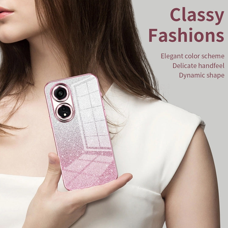 For OPPO Reno2 Gradient Glitter Powder Electroplated Phone Case(Transparent) - OPPO Cases by PMC Jewellery | Online Shopping South Africa | PMC Jewellery | Buy Now Pay Later Mobicred