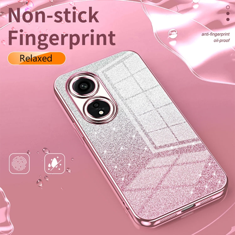 For OPPO Reno10 Pro+ Gradient Glitter Powder Electroplated Phone Case(Transparent) - OPPO Cases by PMC Jewellery | Online Shopping South Africa | PMC Jewellery | Buy Now Pay Later Mobicred