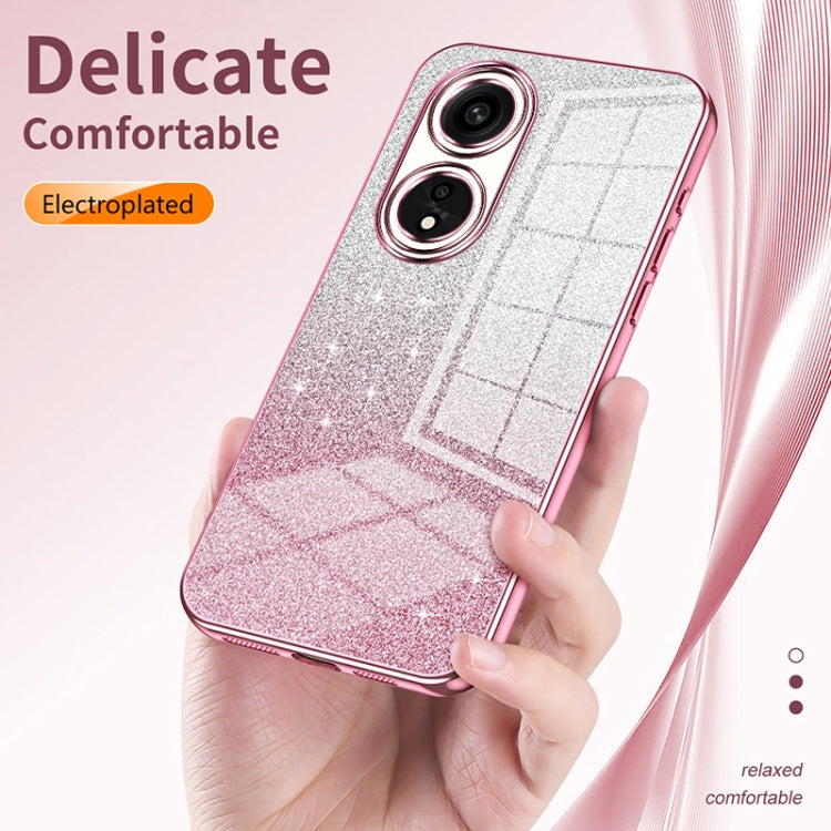 For OPPO Reno8 T 5G Gradient Glitter Powder Electroplated Phone Case(Transparent) - OPPO Cases by PMC Jewellery | Online Shopping South Africa | PMC Jewellery | Buy Now Pay Later Mobicred