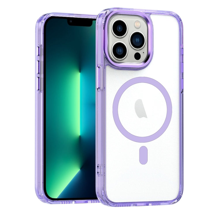 For iPhone 13 Pro Max MagSafe Magnetic Clear Phone Case(Purple) - iPhone 13 Pro Max Cases by PMC TechLife | Online Shopping South Africa | PMC TechLife