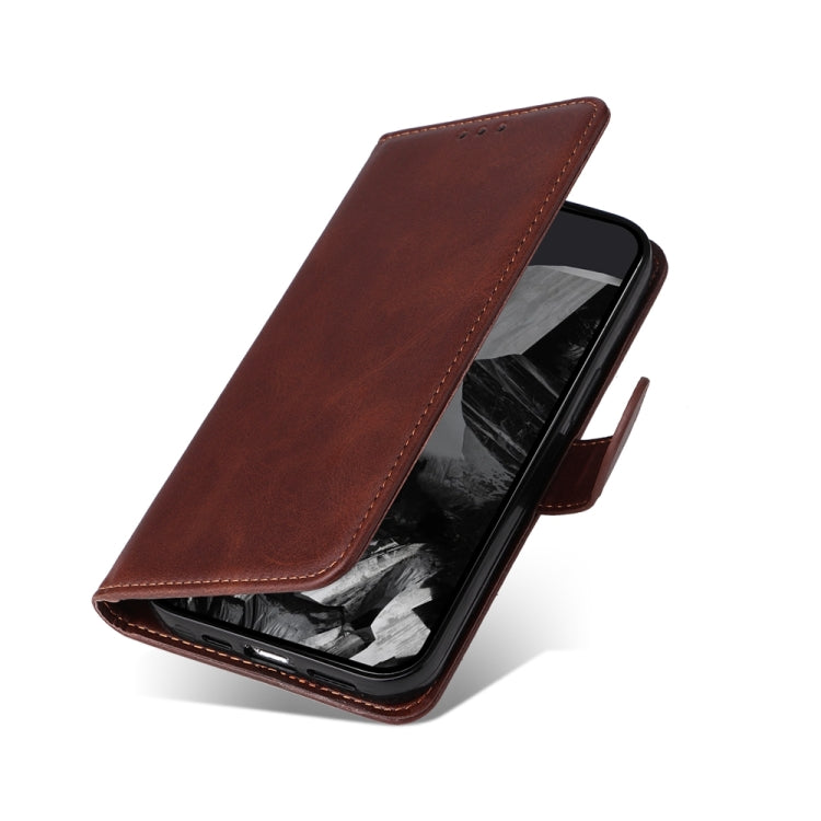 For Google Pixel 9 Pro Classic Calf Texture Flip Leather Phone Case(Brown) - Google Cases by PMC TechLife | Online Shopping South Africa | PMC TechLife | Buy Now Pay Later Mobicred