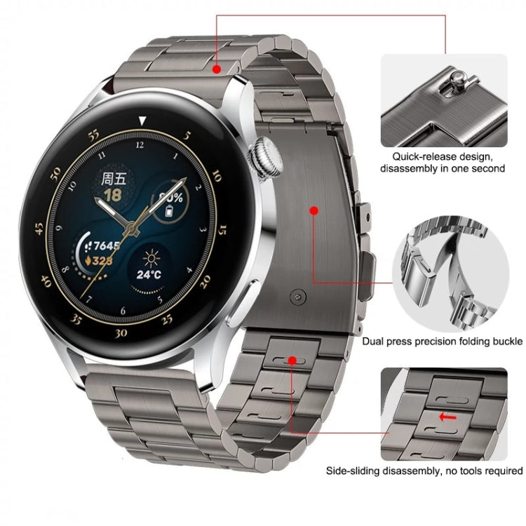 For Huawei Watch GT4 / GT3 / GT2 46mm Three Strains Flat Buckle Titanium Steel Watch Band(Grey) - Watch Bands by PMC Jewellery | Online Shopping South Africa | PMC Jewellery