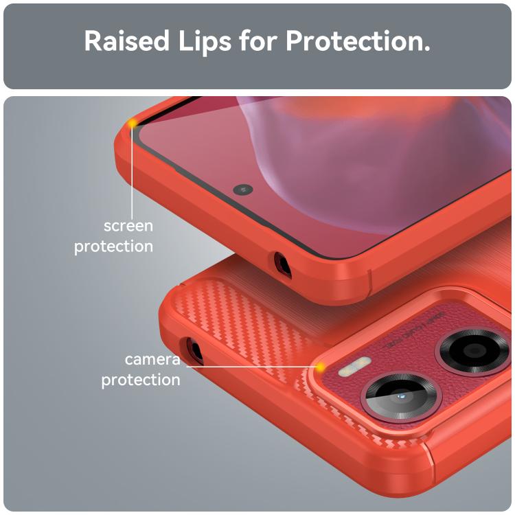 For Motorola Moto E15 Carbon Fiber Brushed Texture TPU Phone Case(Red) - free shipping - PMC TechLife - Order now!