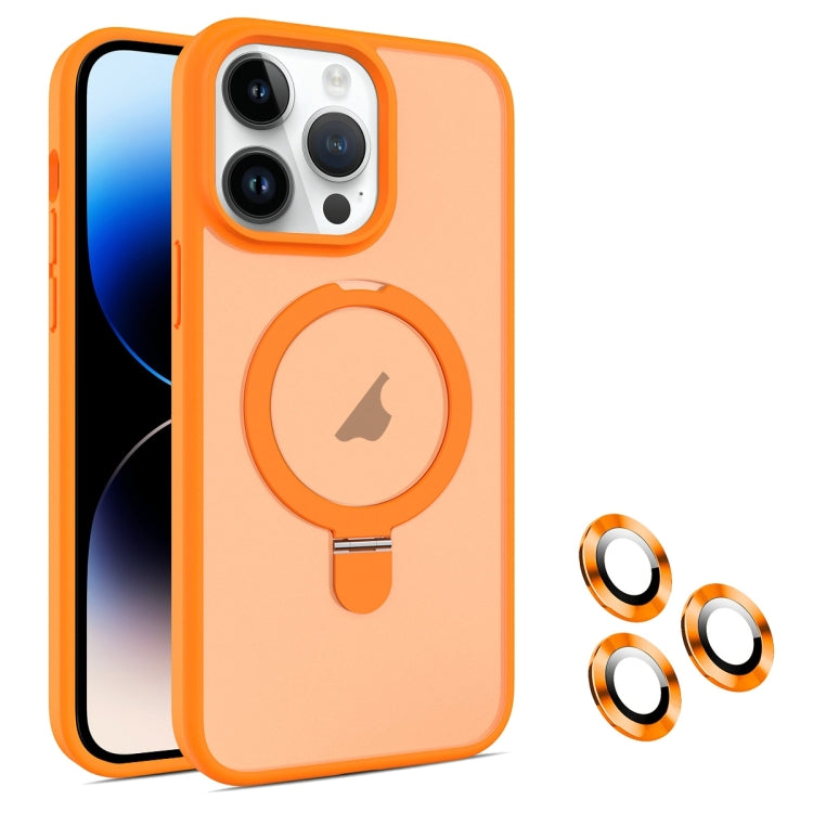 For iPhone 14 Pro Max MagSafe Magnetic Holder Phone Case(Orange) - iPhone 14 Pro Max Cases by PMC Jewellery | Online Shopping South Africa | PMC Jewellery