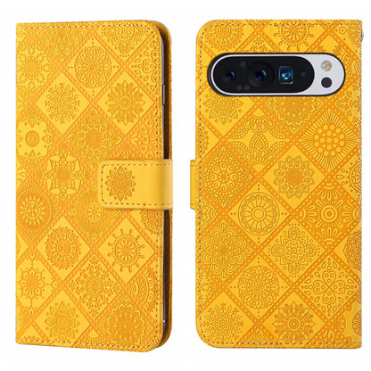 For Google Pixel 9 Pro XL Ethnic Style Embossed Pattern Leather Phone Case(Yellow) - Google Cases by PMC Jewellery | Online Shopping South Africa | PMC Jewellery | Buy Now Pay Later Mobicred