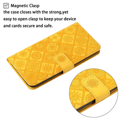 For Google Pixel 9 Pro XL Ethnic Style Embossed Pattern Leather Phone Case(Yellow) - Google Cases by PMC Jewellery | Online Shopping South Africa | PMC Jewellery | Buy Now Pay Later Mobicred