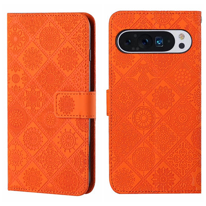 For Google Pixel 9 Pro XL Ethnic Style Embossed Pattern Leather Phone Case(Orange) - Google Cases by PMC Jewellery | Online Shopping South Africa | PMC Jewellery | Buy Now Pay Later Mobicred