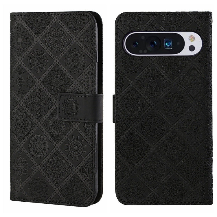 For Google Pixel 9 Pro XL Ethnic Style Embossed Pattern Leather Phone Case(Black) - Google Cases by PMC Jewellery | Online Shopping South Africa | PMC Jewellery | Buy Now Pay Later Mobicred