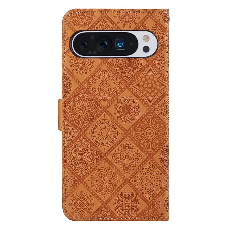 For Google Pixel 9 / 9 Pro Ethnic Style Embossed Pattern Leather Phone Case(Brown) - Google Cases by PMC TechLife | Online Shopping South Africa | PMC TechLife | Buy Now Pay Later Mobicred
