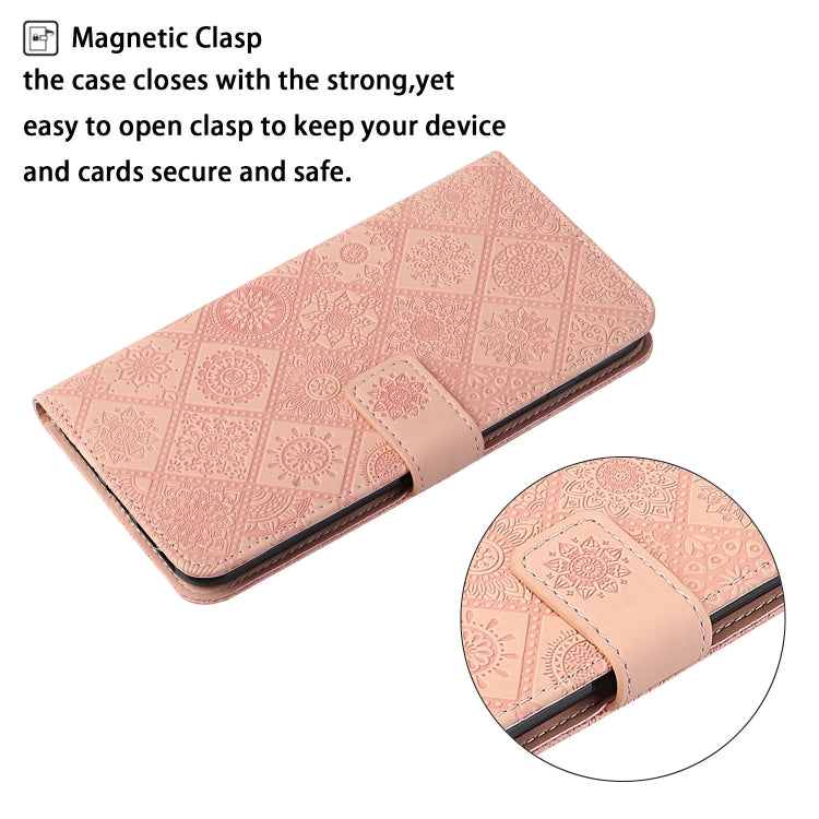 For Google Pixel 9 / 9 Pro Ethnic Style Embossed Pattern Leather Phone Case(Pink) - Google Cases by PMC TechLife | Online Shopping South Africa | PMC TechLife | Buy Now Pay Later Mobicred