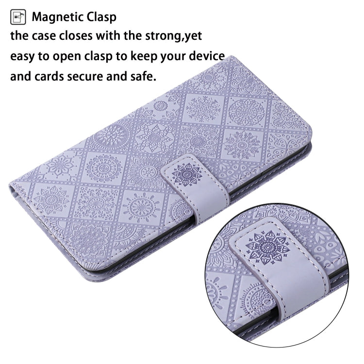 For Google Pixel 9 / 9 Pro Ethnic Style Embossed Pattern Leather Phone Case(Purple) - Google Cases by PMC TechLife | Online Shopping South Africa | PMC TechLife | Buy Now Pay Later Mobicred
