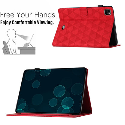 For iPad Pro 11 2024 Diamond Texture Embossed Leather Smart Tablet Case(Red) - iPad Pro 11 2024 Cases by PMC Jewellery | Online Shopping South Africa | PMC Jewellery | Buy Now Pay Later Mobicred