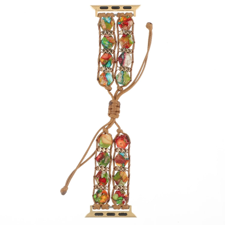 For Apple Watch SE 44mm Hexagonal Stones Drawstring Chain Watch Band(Colorful) - free shipping - PMC TechLife - Order now!